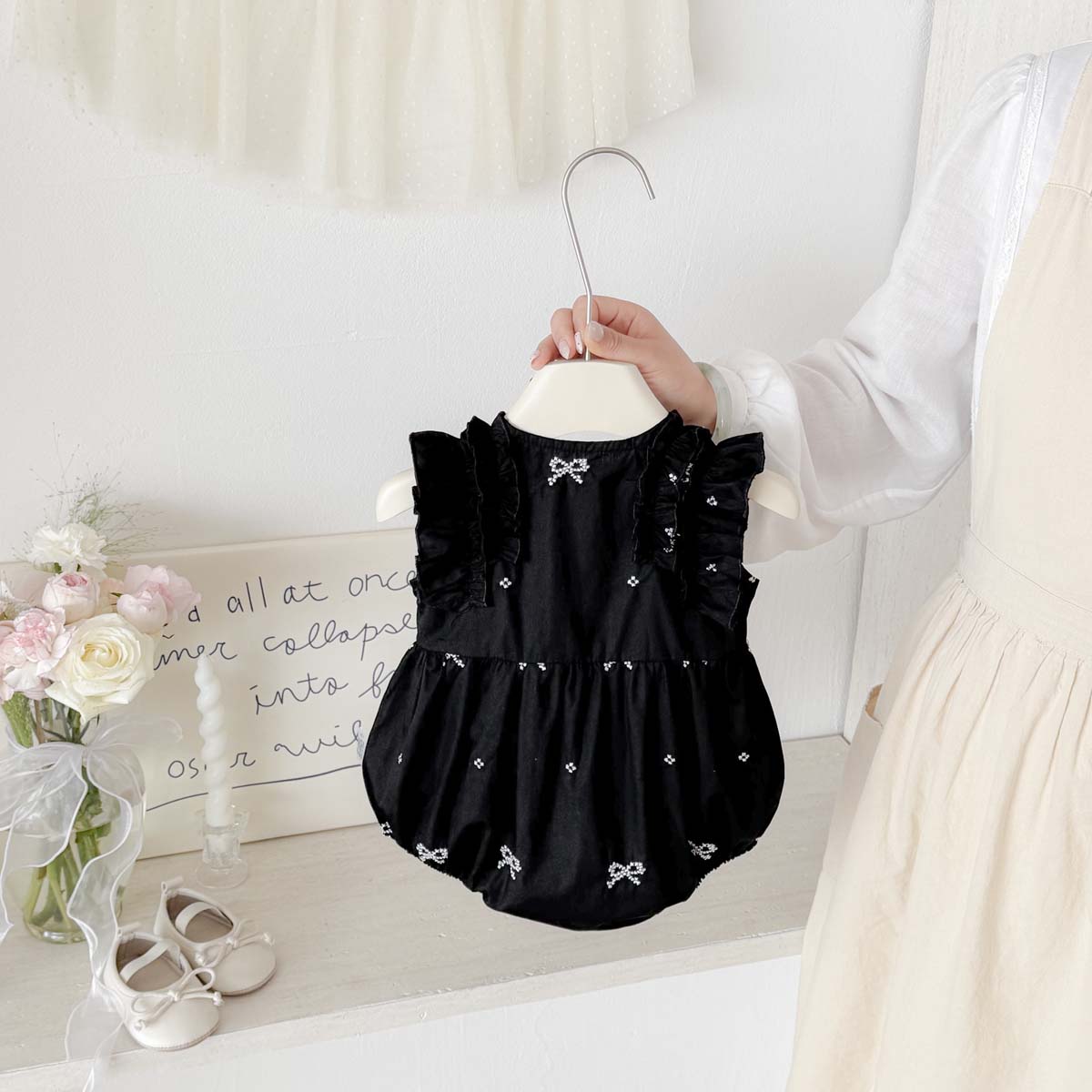 Baby Girl Black Bow Print Romp - Baby Clothing Online review and price
