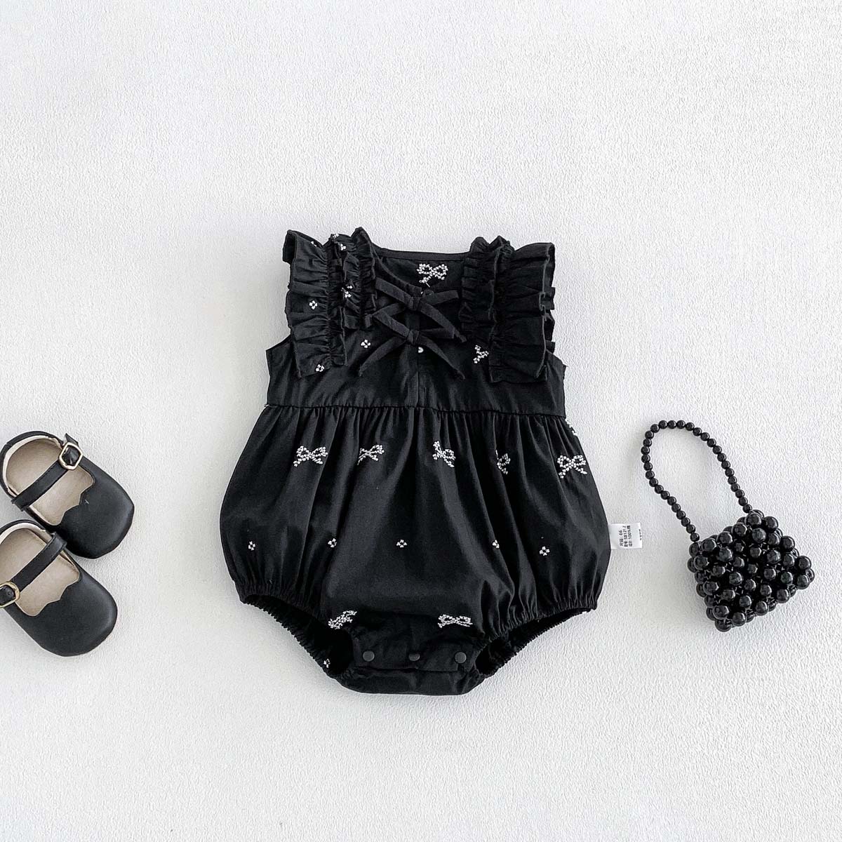 Baby Girl Black Bow Print Romp - Baby Clothing Online review and price
